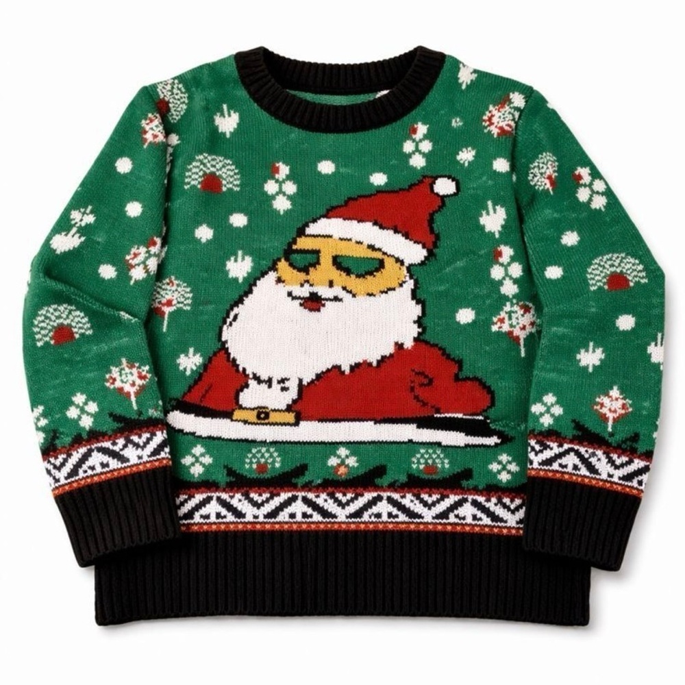 Kids Festive Santa Sweater - Green and Red